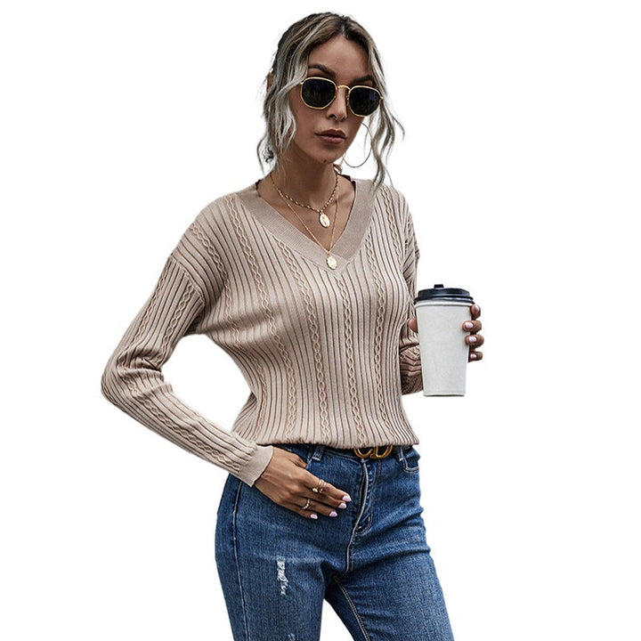 Damen Modischer V-Ausschnitt Pullover Echo Archiv