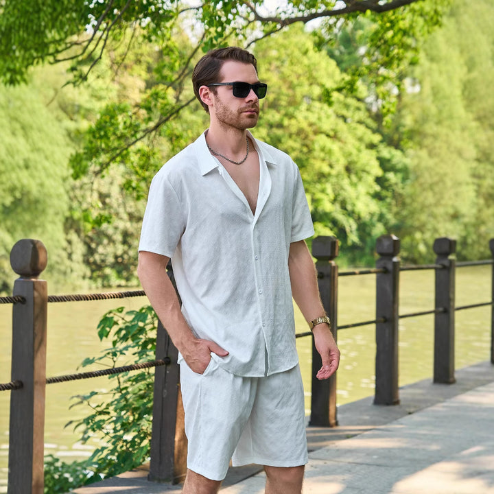 Herren lässiges Kurzarmhemd und Shorts Set Echoarchiv