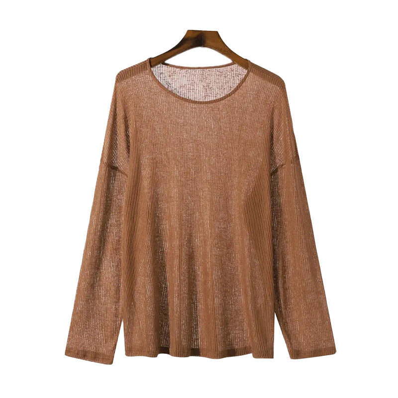 Damen Langarmshirt mit strukturiertem Rippenmuster und lässigem Schnitt Echoarchiv