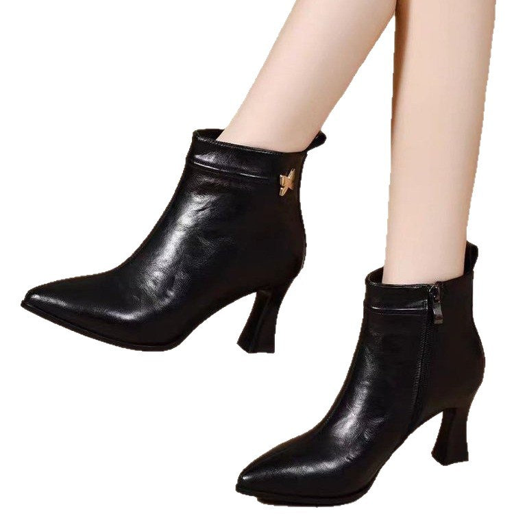 Damen Elegante Stiefeletten mit hohem Absatz und Reißverschluss Echo Archiv