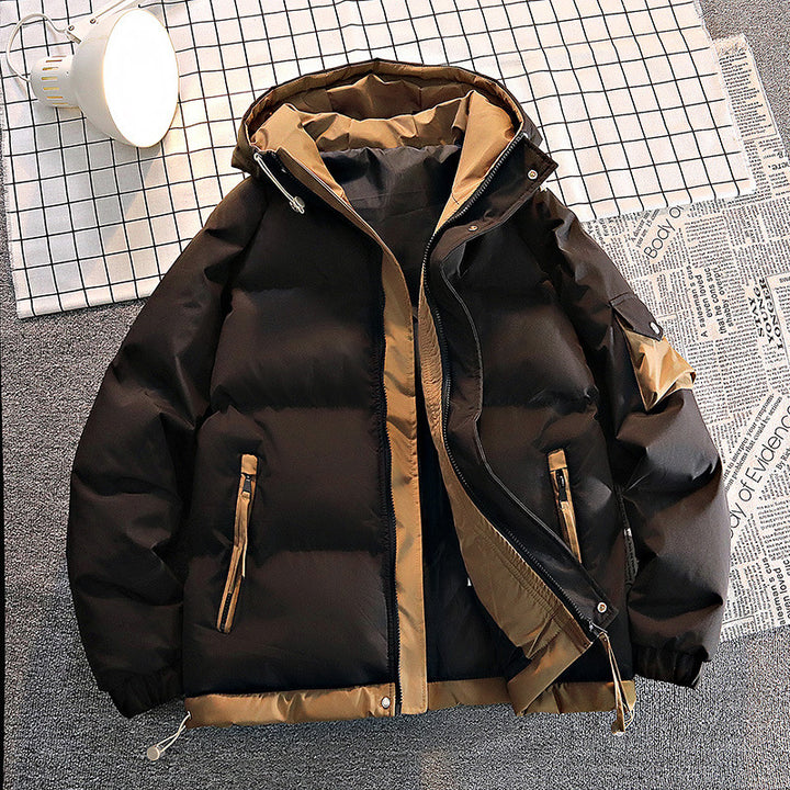 Männer's -isolierter Puffer-Hoodie-Winterjacke mit Kontrastfutter und Utility-Reißverschlusstaschen Echo Archiv