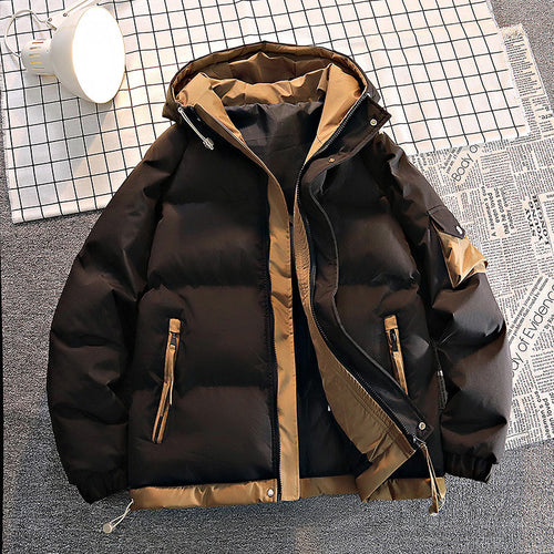 Männer's -isolierter Puffer-Hoodie-Winterjacke mit Kontrastfutter und Utility-Reißverschlusstaschen Echo Archiv