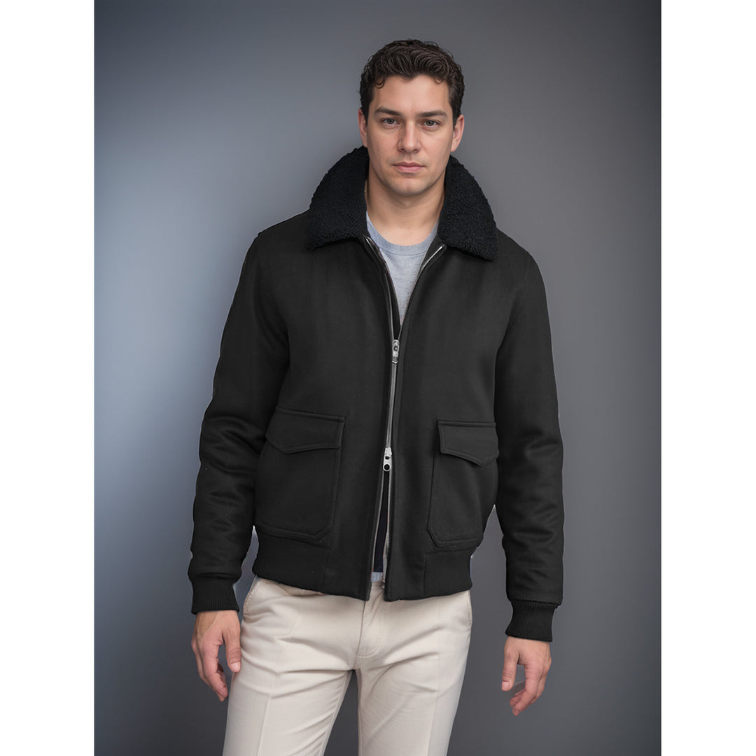Herren kuschelweiche Winterjacke mit Teddykragen und aufgesetzten Taschen Echoarchiv