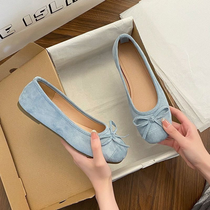Damen Ballerina-Slipper mit quadratischer Zehenbox, weichem Komfortfußbett und Zierschleife Echo Archiv