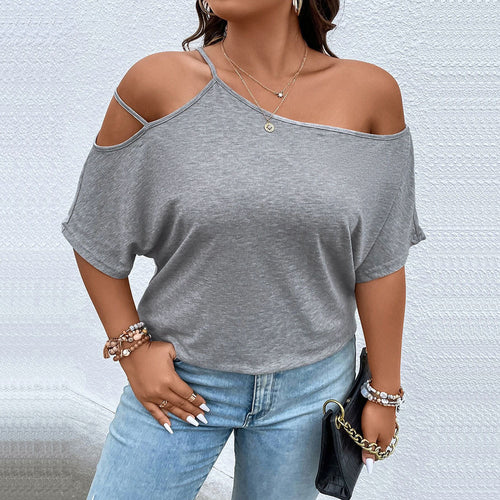 Damen lässiges Off-Shoulder T-Shirt mit modischen Trägerdetails Echo Archiv