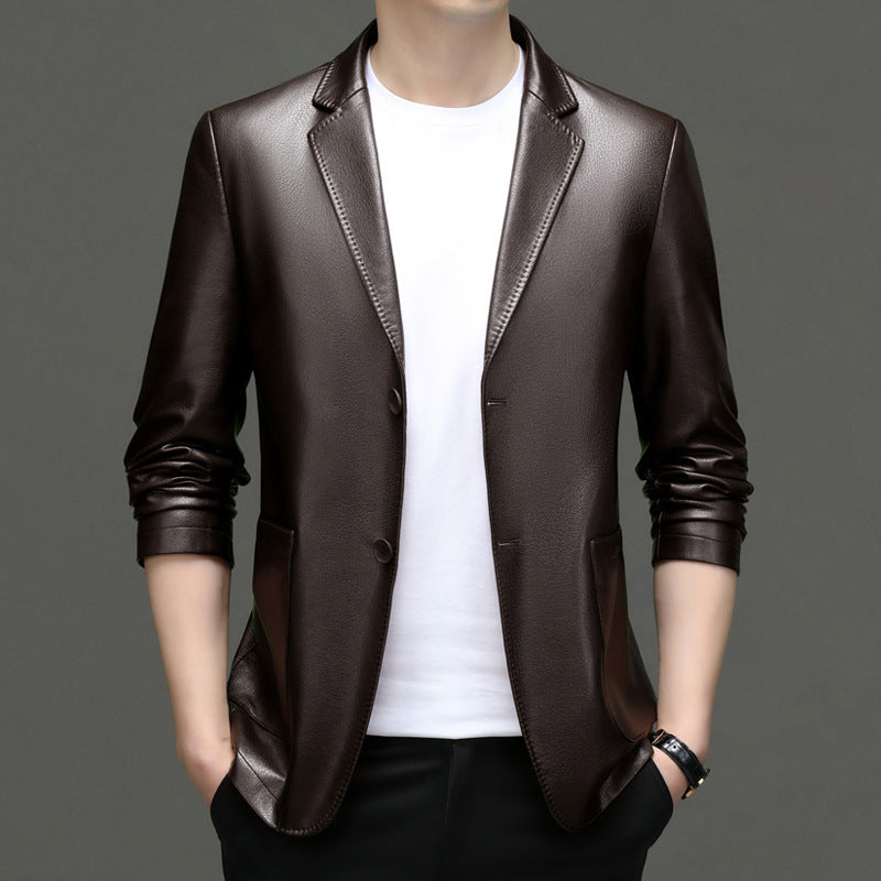 Herren eleganter Kunstlederblazer mit modernem Schnitt Echoarchiv