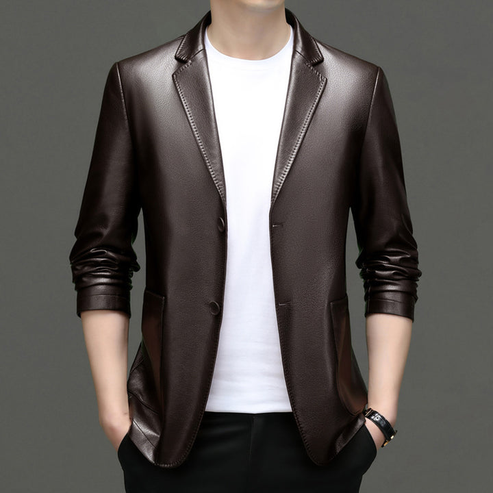 Herren eleganter Kunstlederblazer mit modernem Schnitt Echoarchiv