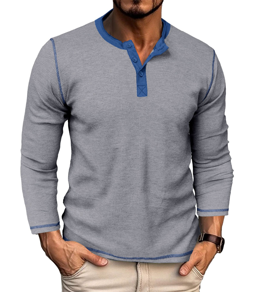 Herren Langarm Henley-Shirt mit eleganter Knopfleiste und trendigen Akzenten Echoarchiv