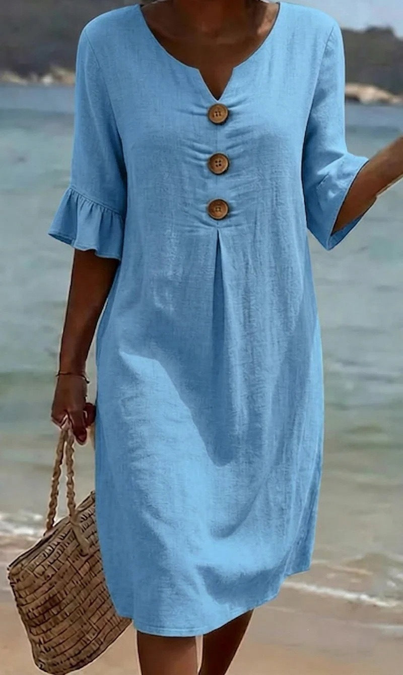 Damen Leichtes Sommerkleid mit Knopfdetails Echo Archiv