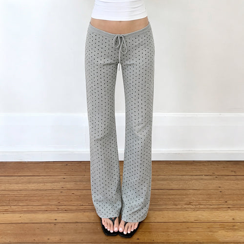 Damen nan gemütliche Highwaist-Loungehose mit weitem Schlag, elastischem Komfortbund, Kordelzug und dezentem Punkte-Print Echo Archiv