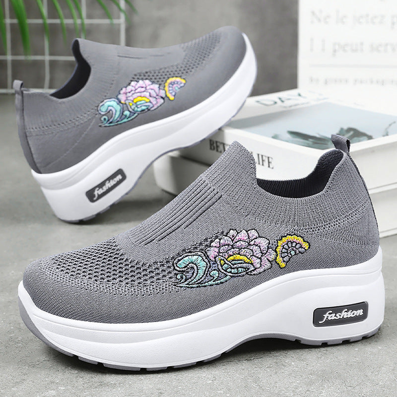 Damen Sportliche Stretch-Sneaker mit floraler Applikation und dämpfender Sohle Echo Archiv