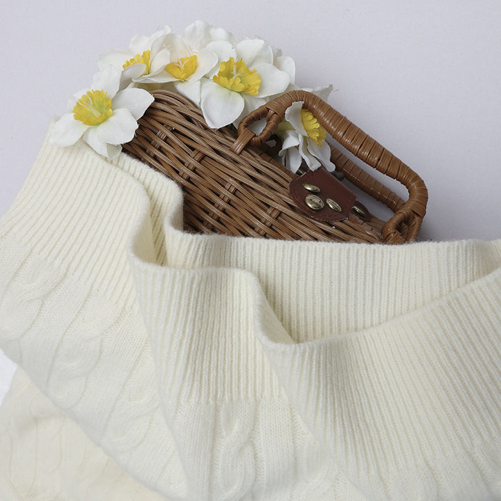 Damen Feiner Zopfmuster-Kabelstrickpullover mit Rundhalsausschnitt und Kaschmir‑Effekt Echo Archiv