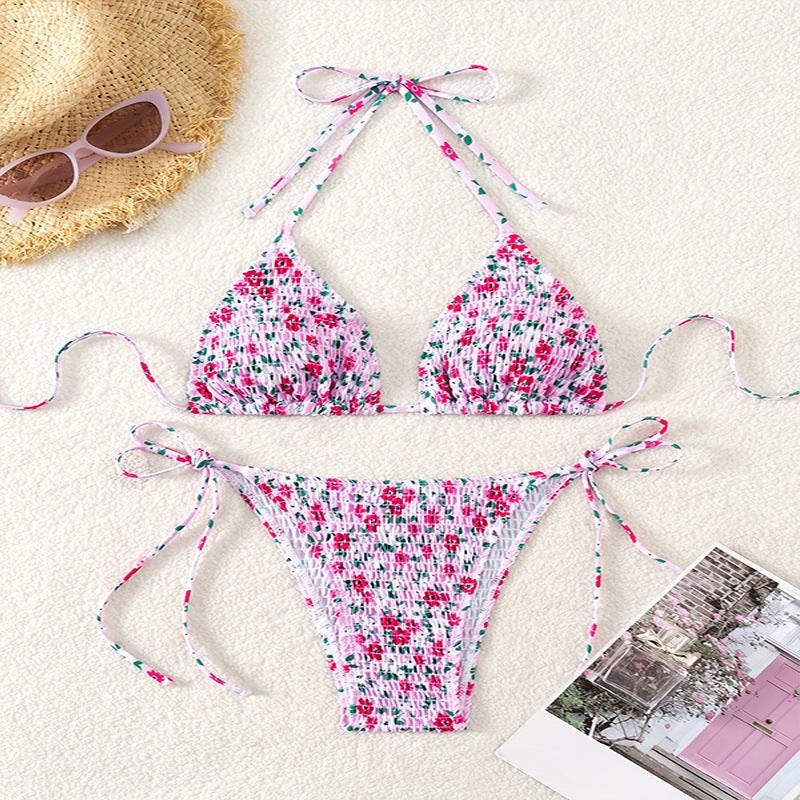 Damen Triangel-Bikini mit floralem Muster und verstellbaren Trägern Echo Archiv