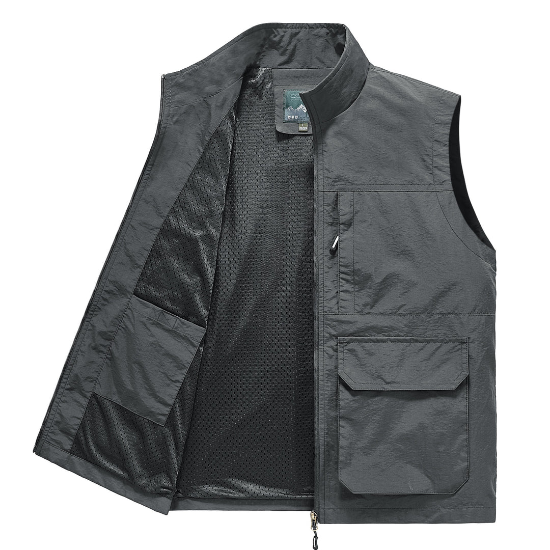 Herren Multifunktionale Utility‑Weste mit Mesh‑Futter, Reißverschluss & Mehrfachtaschen Echoarchiv