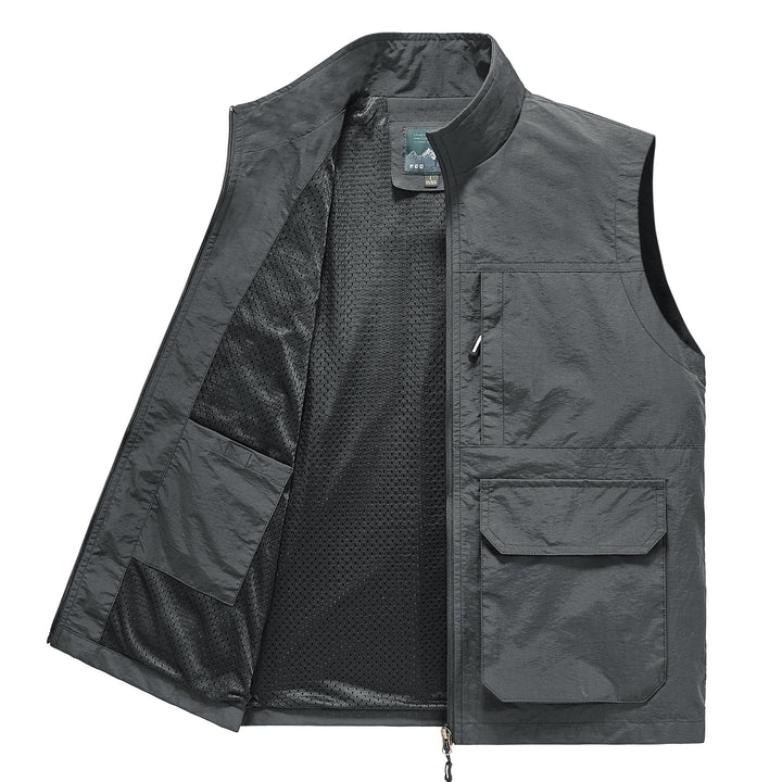Herren Multifunktionale Utility‑Weste mit Mesh‑Futter, Reißverschluss & Mehrfachtaschen Echoarchiv