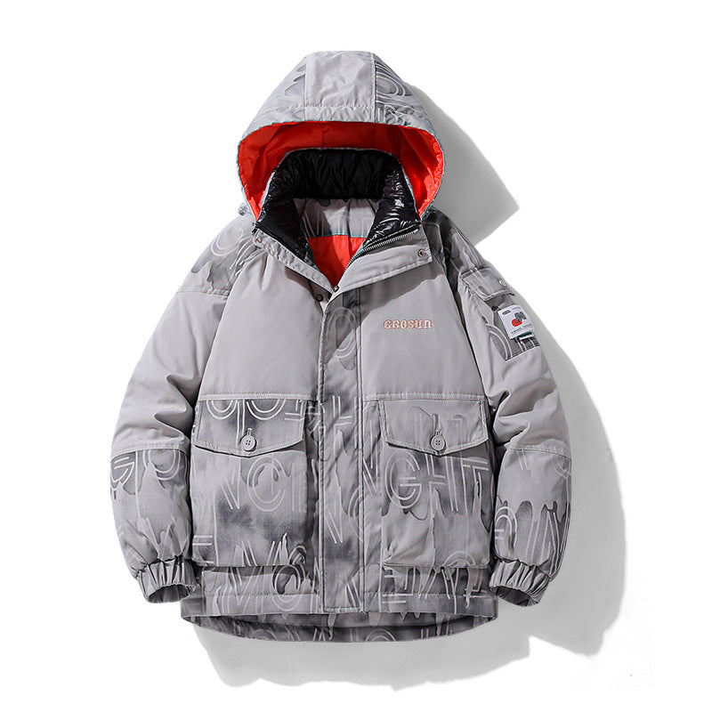 Herren gestepptes Winterjacke mit verstellbarem Kapuzen-Design und praktischen Taschen Echoarchiv