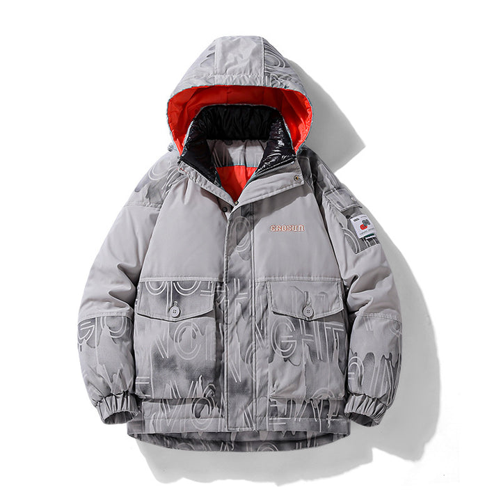 Herren gestepptes Winterjacke mit verstellbarem Kapuzen-Design und praktischen Taschen Echoarchiv