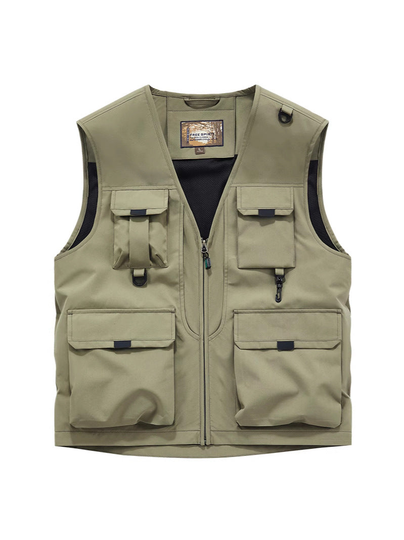 Herren Multifunktionale Utility-Weste mit Mehrfach‑Taschen und robustem Reißverschluss Echoarchiv