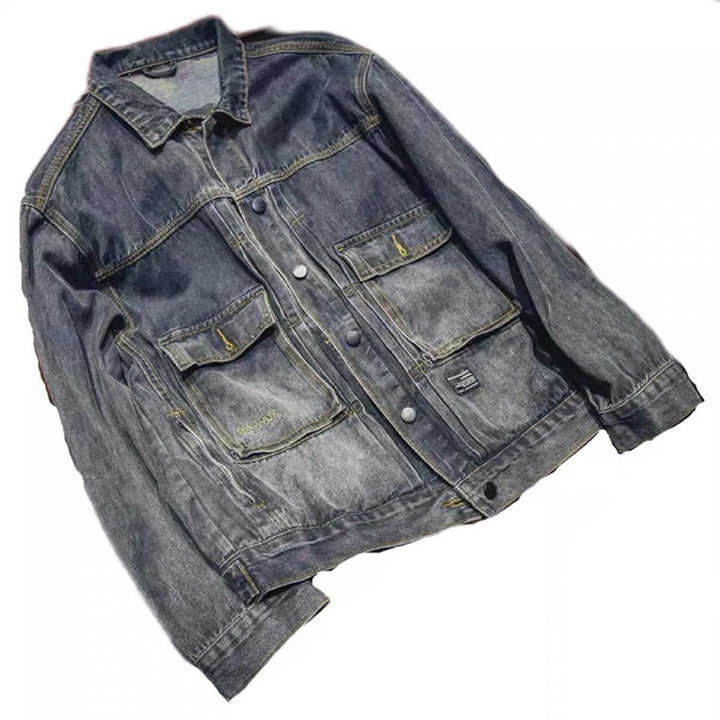 Herren Lässige Denim Jacke mit praktischen Taschen Echoarchiv