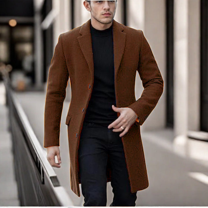 Herren eleganter Wollmantel mit schmalem Schnitt Echoarchiv