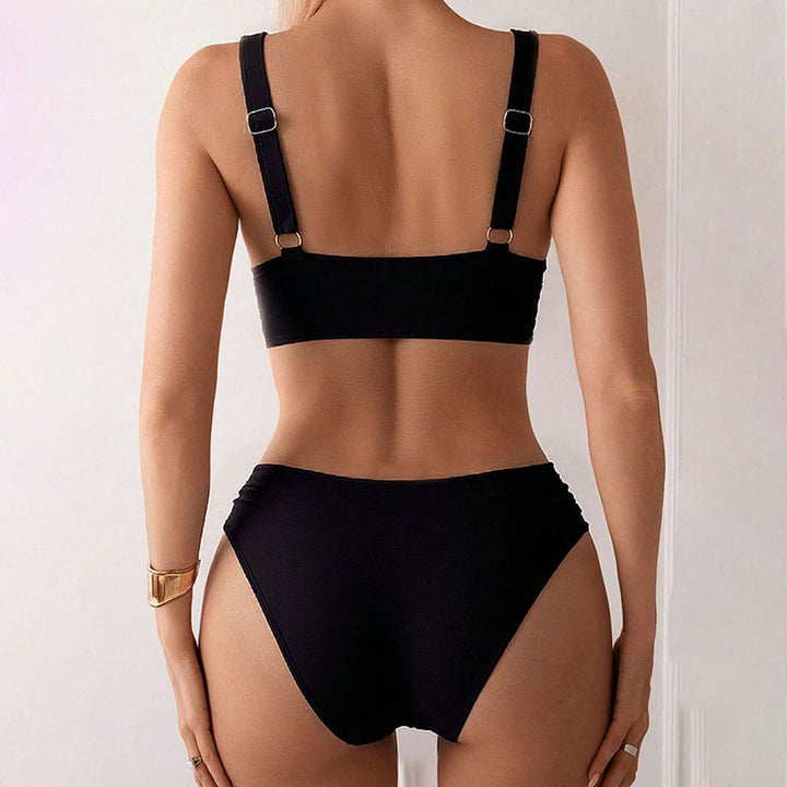 Damen Zweiteiliger Hochtaillierter Bikini-Set mit Wickeloberteil Echo Archiv