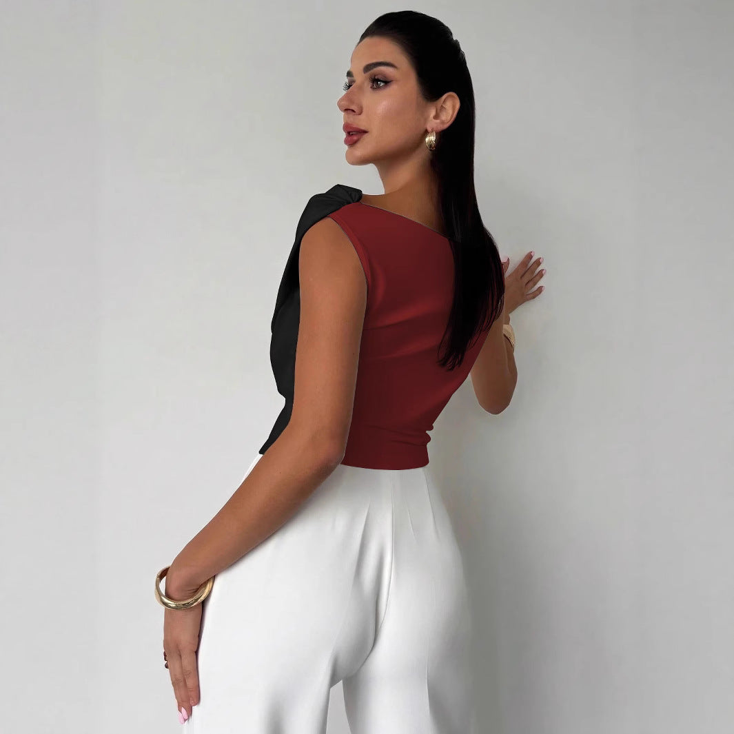 Damen nan elegantes asymmetrisches Drapiertop mit überkreuzter Vorderpartie und figurbetonter Taille Echo Archiv