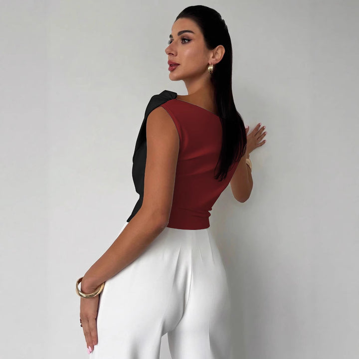 Damen nan elegantes asymmetrisches Drapiertop mit überkreuzter Vorderpartie und figurbetonter Taille Echo Archiv