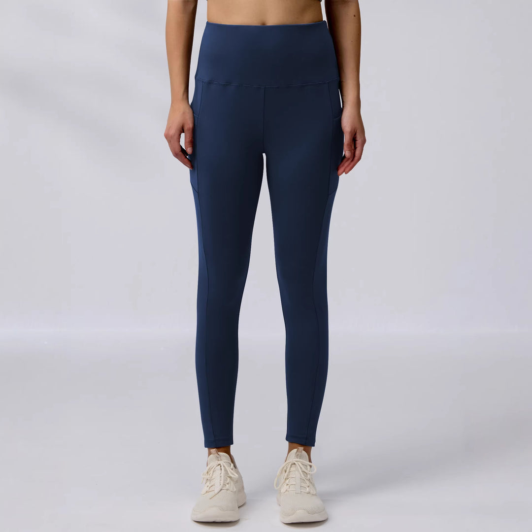 Damen Knöchelhohe Sportleggings mit hohem Bund und seitlicher Smartphone-Tasche – Avélisse