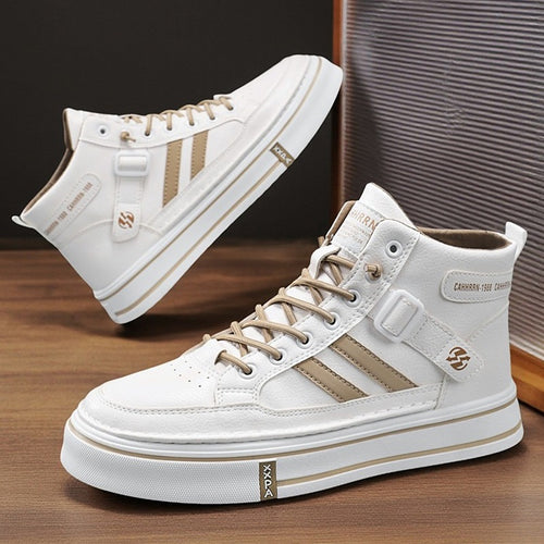 Unisex Mid-Top Street-Sneaker mit verstärkter Cupsohle, dekorativem Gurt und gepolstertem Knöchelkragen – Norré