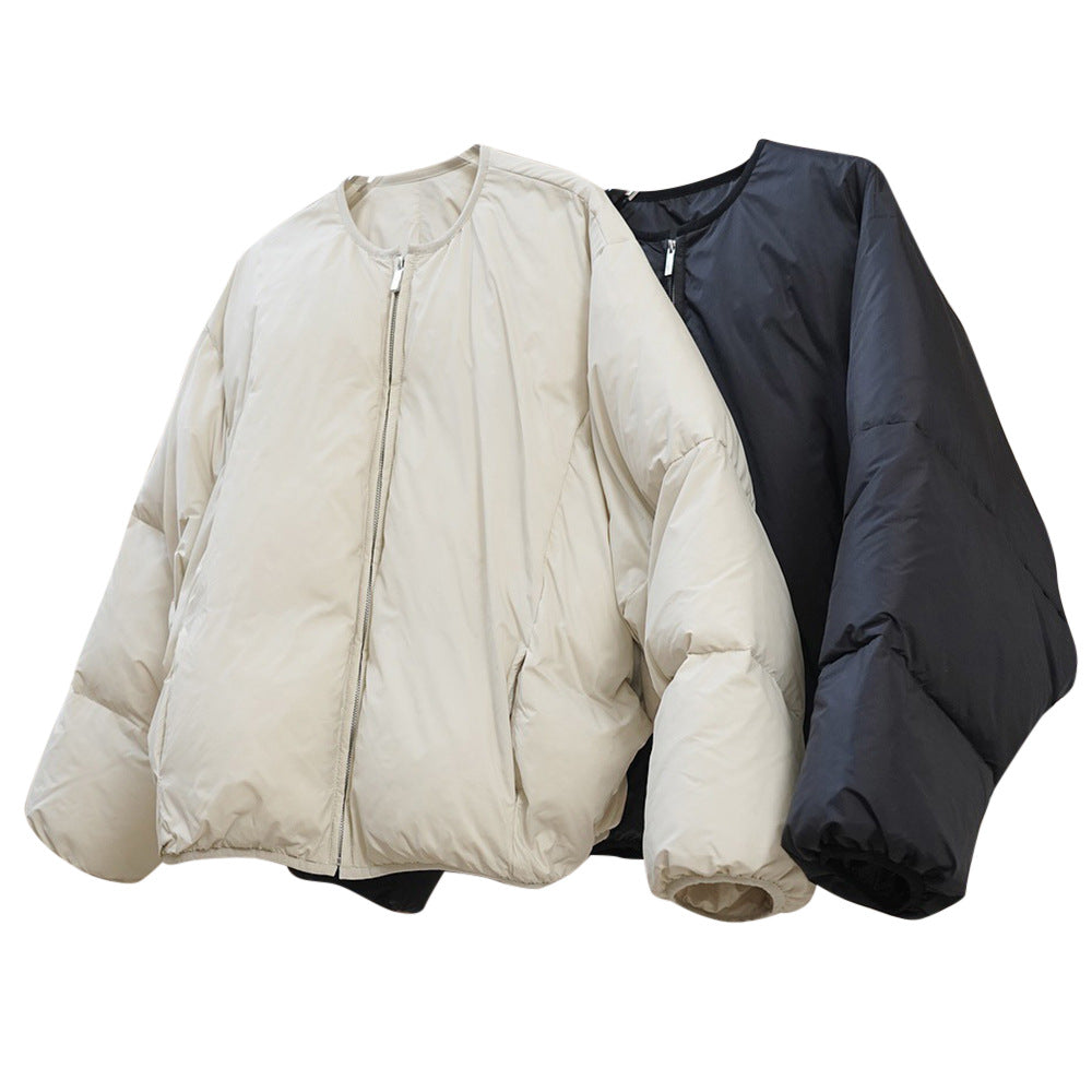 Damen Kurze Oversize-Steppjacke mit Tunnelzugbund und gerippten Ärmelbündchen Echoarchiv