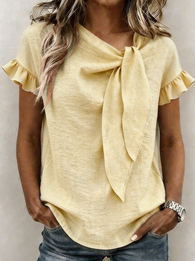 Damen Bluse mit Rüschenärmeln und Schleifendetail Echo Archiv