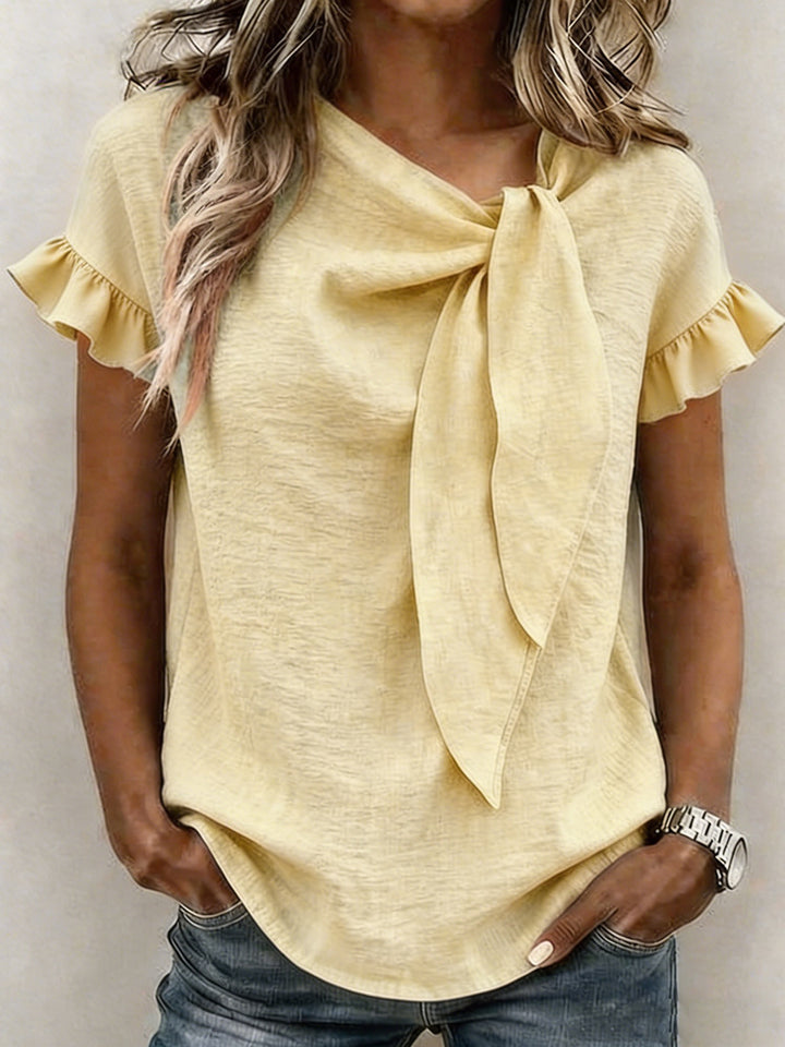 Damen Bluse mit Rüschenärmeln und Schleifendetail Echo Archiv