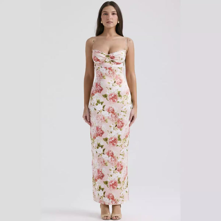 Damen Blumenkleid mit tailliertem Oberteil und schwingendem Saum Echo Archiv
