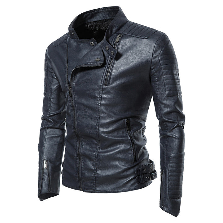 Herren Kunstleder‑Bikerjacke mit gesteppter Schulter‑ und Ärmelpartie – Valtoré
