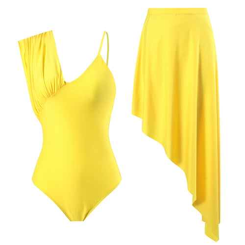 Damen Einteiler Badeanzug mit asymmetrischem Design und eleganten Rüschen Echo Archiv