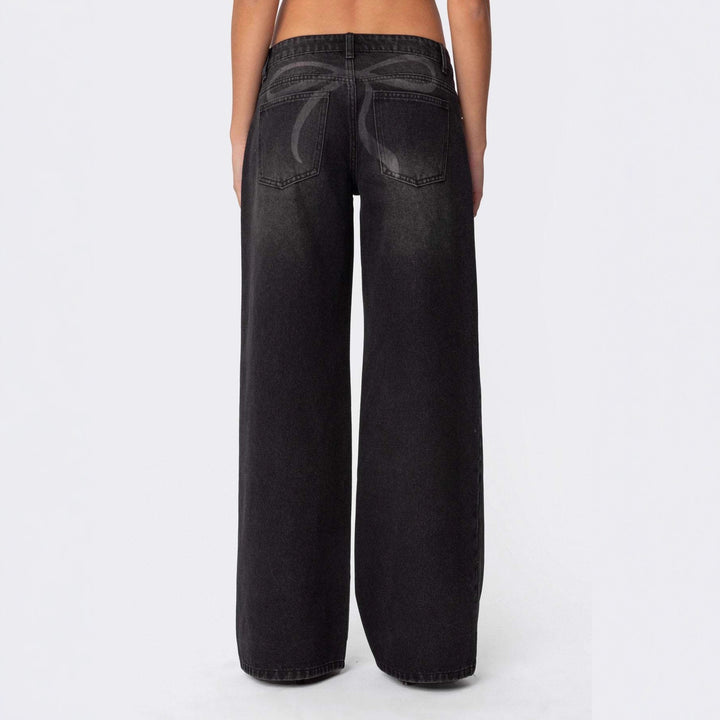 Damen lässige Schlagjeans mit weitem Bein Echo Archiv