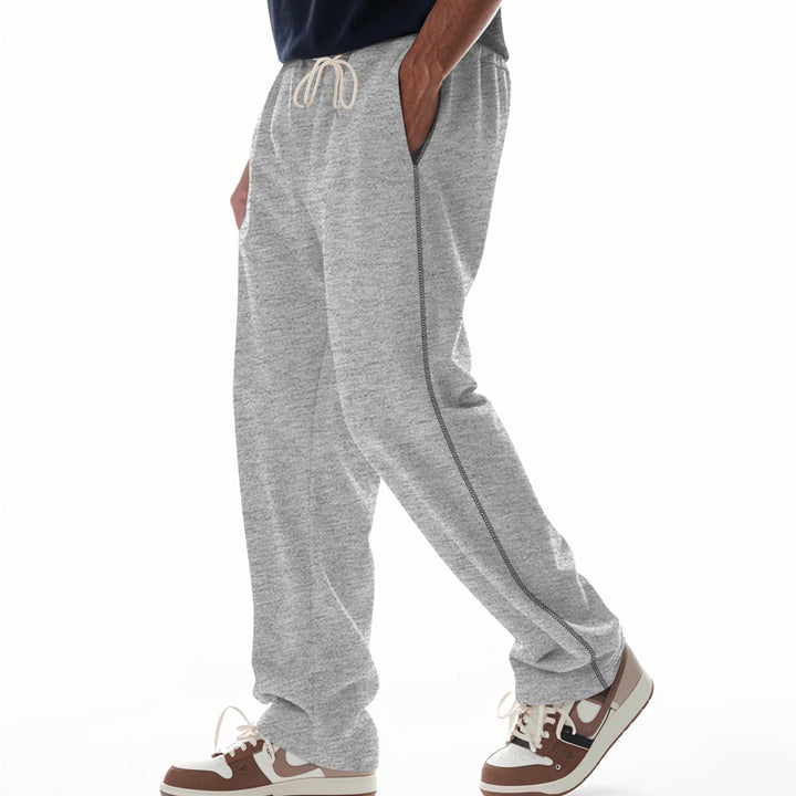 Herren locker sitzende Sweatpants mit seitlicher Ziernaht, elastischem Komfortbund und tiefen Eingrifftaschen – Marzano