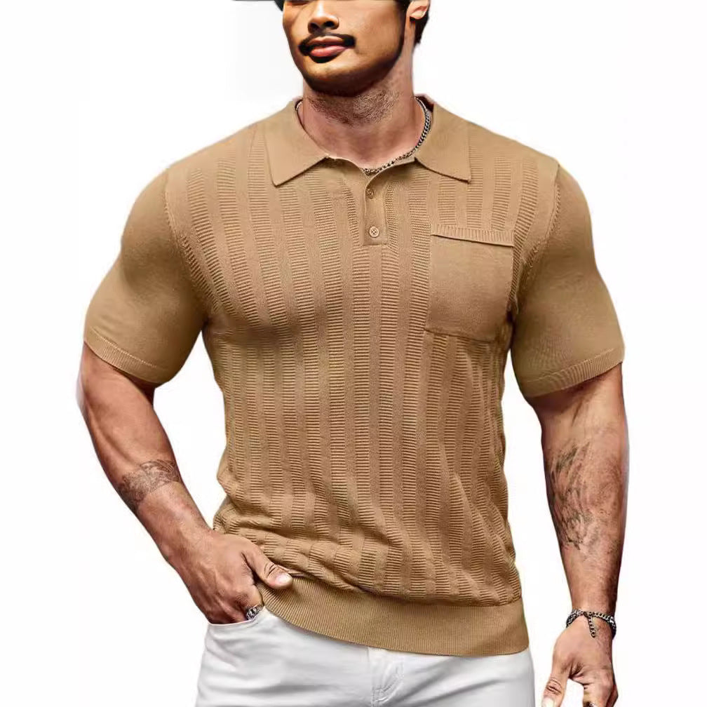Herren Poloshirt mit strukturiertem Muster und kurzer Ärmel Echoarchiv