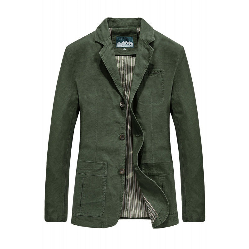 Herren nan legeres Baumwoll-Twill Sakko mit aufgesetzten Taschen und gestreiftem Innenfutter Echo Archiv