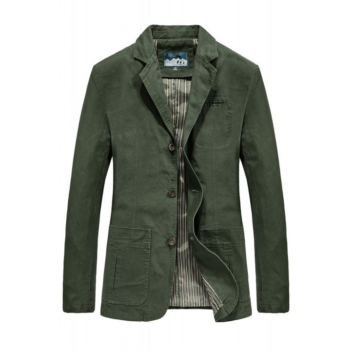 Herren nan legeres Baumwoll-Twill Sakko mit aufgesetzten Taschen und gestreiftem Innenfutter Echo Archiv