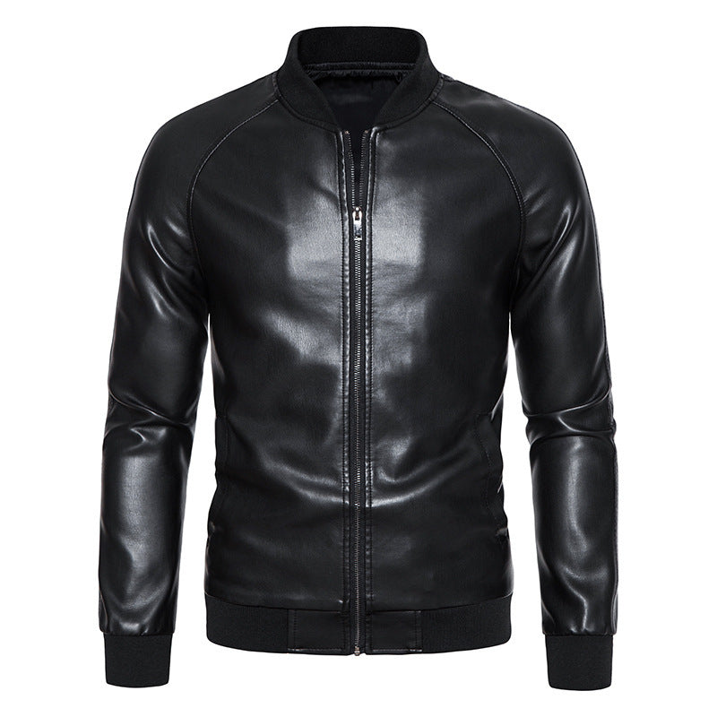 Herren Biker-Bomberjacke aus hochwertigem Kunstleder mit elastischem Bund Echoarchiv
