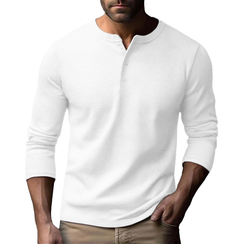 Herren Langarm-Henley-Shirt aus atmungsaktivem Baumwollmix – Arvello