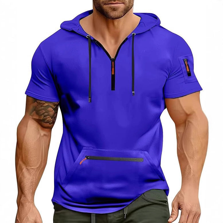 Herren Kurzarm Hoodie mit Reißverschluss Echoarchiv