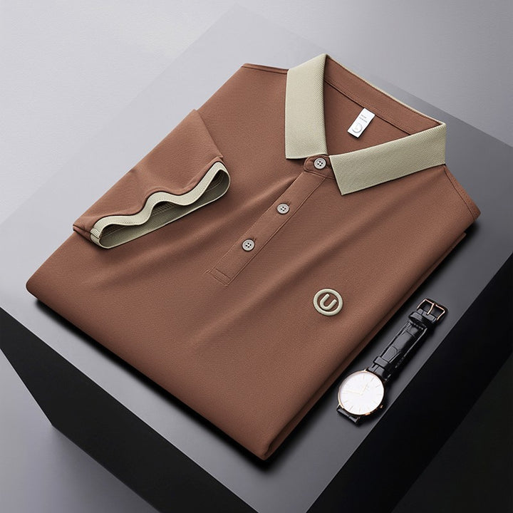 Herren Poloshirt mit atmungsaktivem Material und modernem Kontrastkragen Echoarchiv