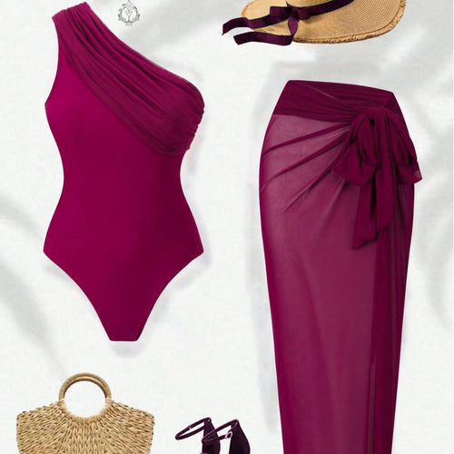 Damen elegantes One-Shoulder Badeanzug Set Echo Archiv