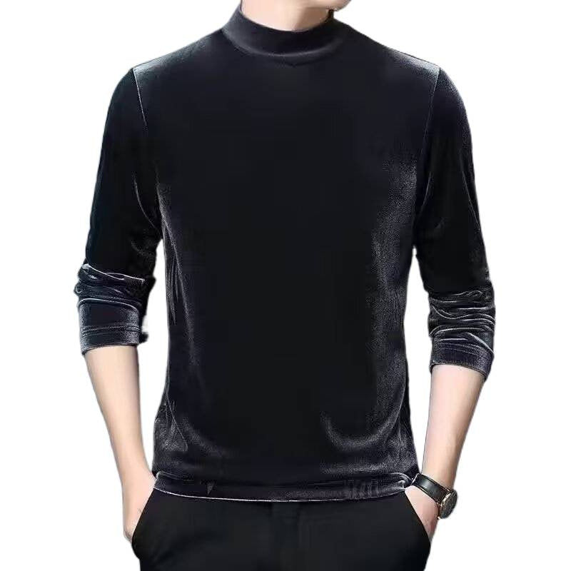 Herren Feiner Samt-Halbrollkragenpullover Slim-Fit Echoarchiv