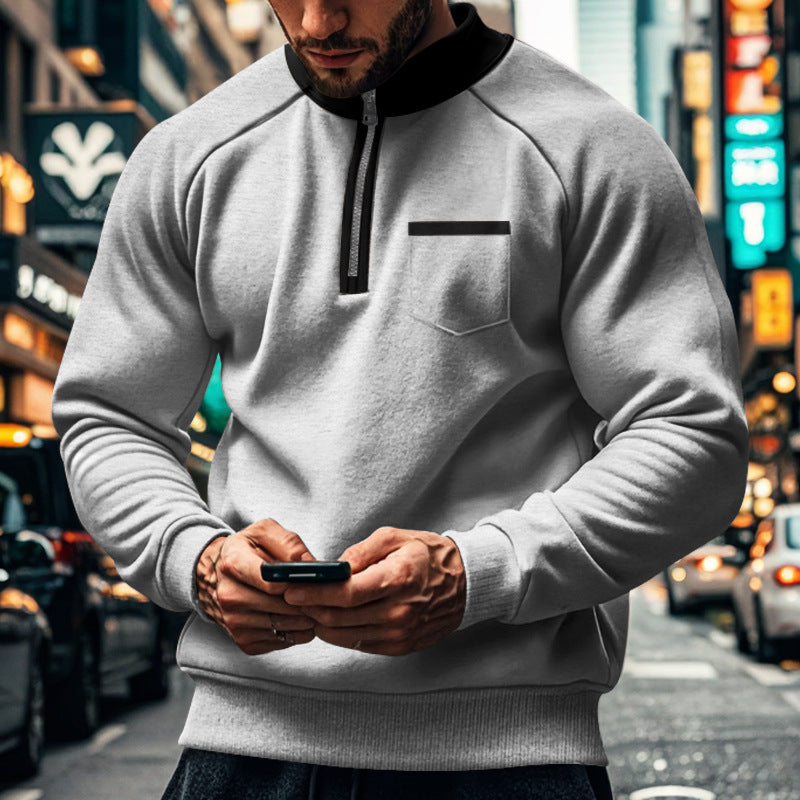 Herren Sweatshirt mit Stehkragen und Reißverschluss Echoarchiv