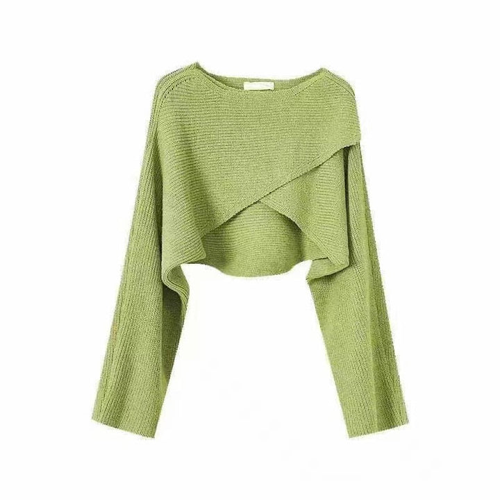 Damen lässiger Cropped-Pullover mit asymmetrischem Schnitt und strukturierter Oberfläche Echoarchiv