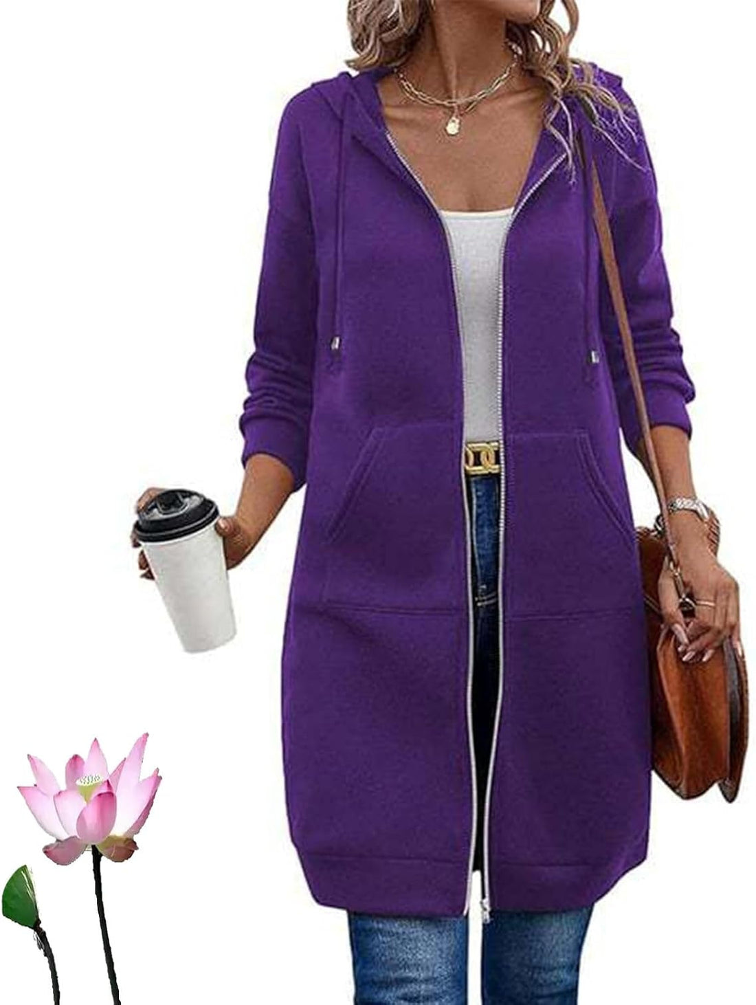 Damen Lässige Langarm Hoodie-Jacke – Auréline