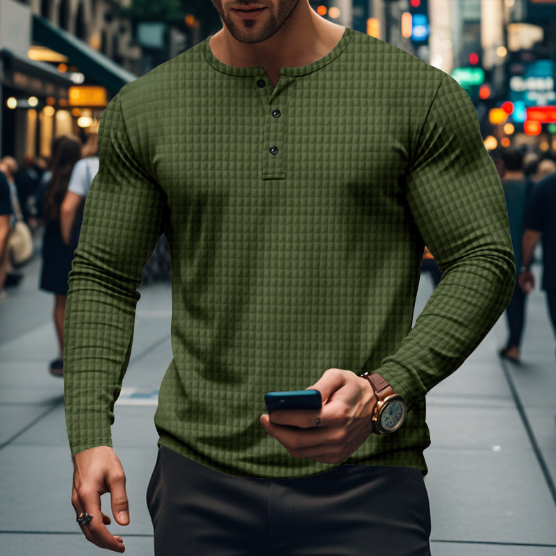 Herren langarm Hemd mit strukturiertem Design und eleganter Knopfleiste Echoarchiv
